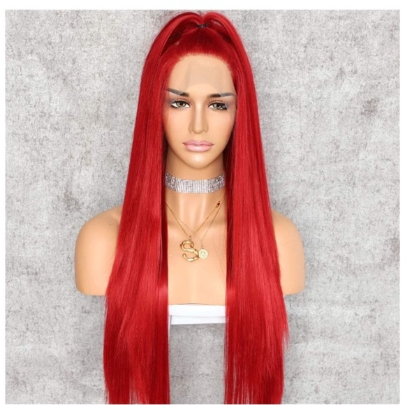 Red Silky Soft Straight Lace Front Wigs
